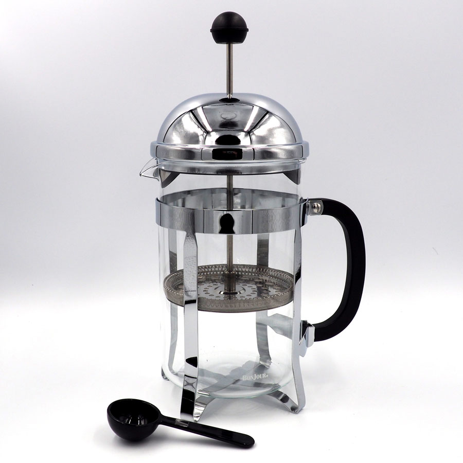 BonJour Coffee Stainless Steel French Press with Glass Carafe
