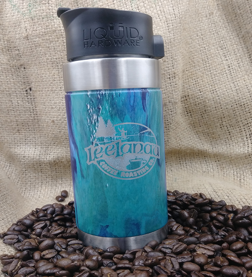 Aurora Insulated Travel Mug Earth's Aquarium/blue Leelanau Coffee
